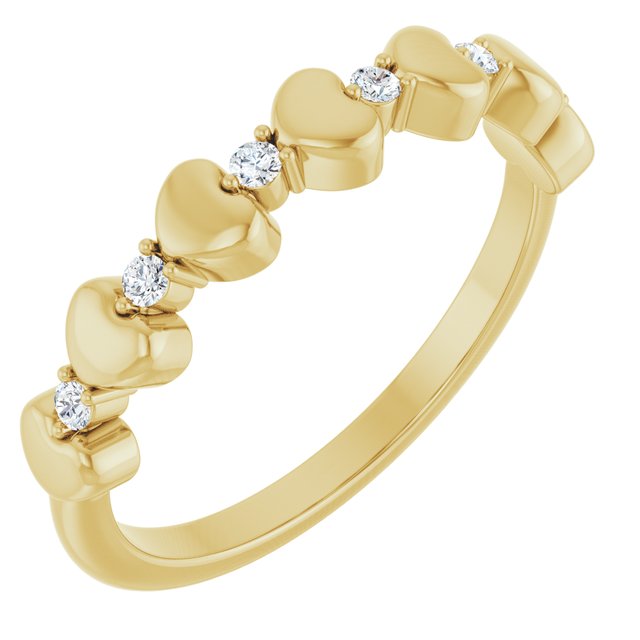 14K Yellow .08 CTW Natural Diamond Heart Stackable Ring