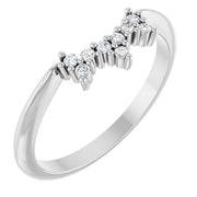 14k White .08 Ctw Natural Diamond Accented Contour Band