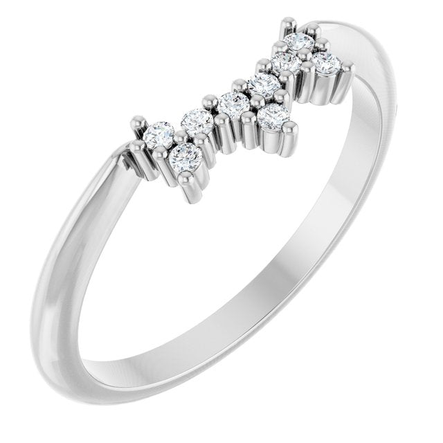 14k White .08 Ctw Natural Diamond Accented Contour Band