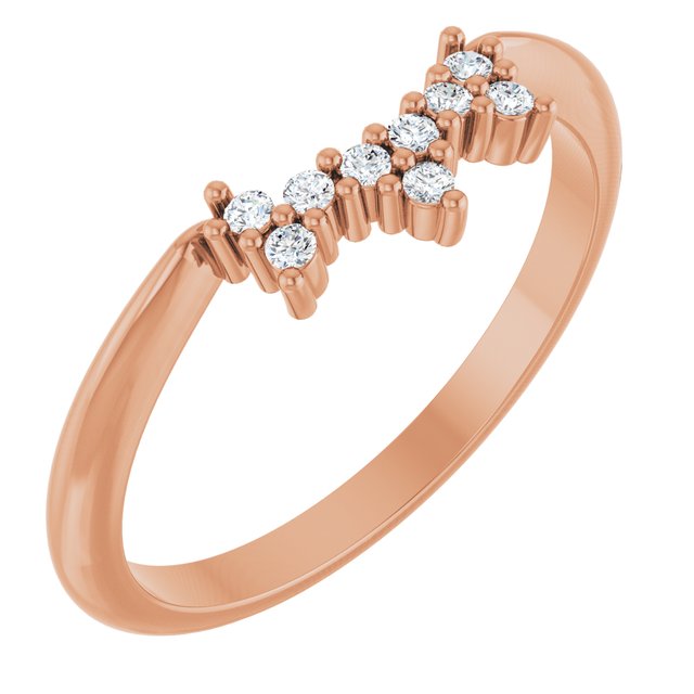 14k Rose .08 Ctw Natural Diamond Accented Contour Band