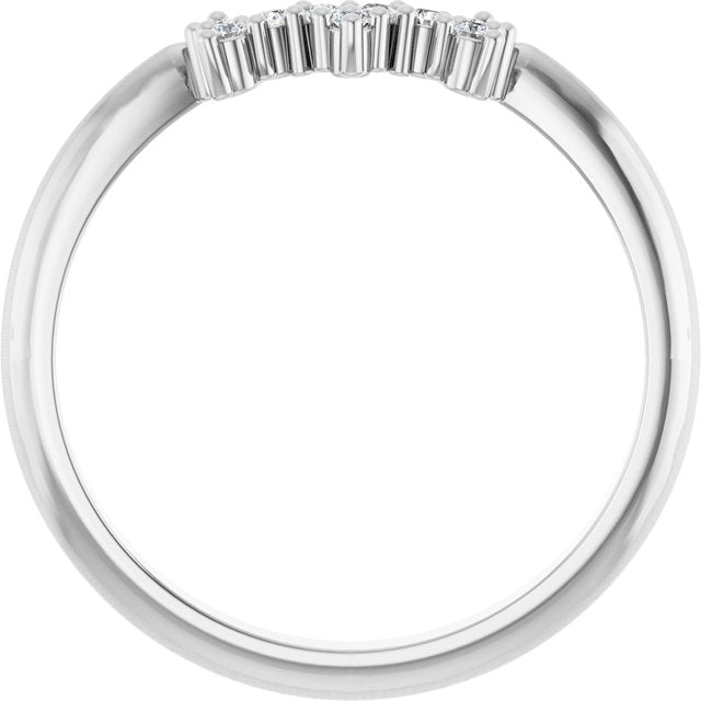 14k White .08 Ctw Natural Diamond Accented Contour Band