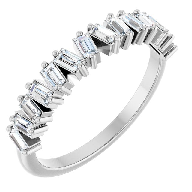 14k White 1/2 Ctw Lab-grown Diamond Anniversary Band
