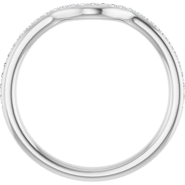 14k White 1/8 Ctw Diamond Band For 7x5 Mm Oval Ring