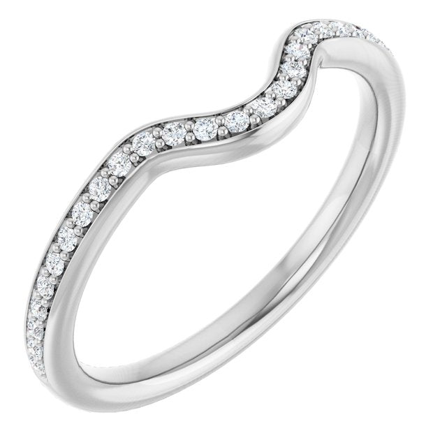 14k White 1/8 Ctw Diamond Band For 7x5 Mm Oval Ring