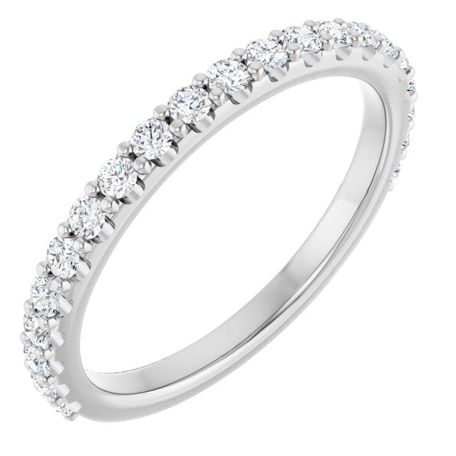 14k White 3/8 Ctw Natural Diamond Band For 6 Mm Cushion Ring