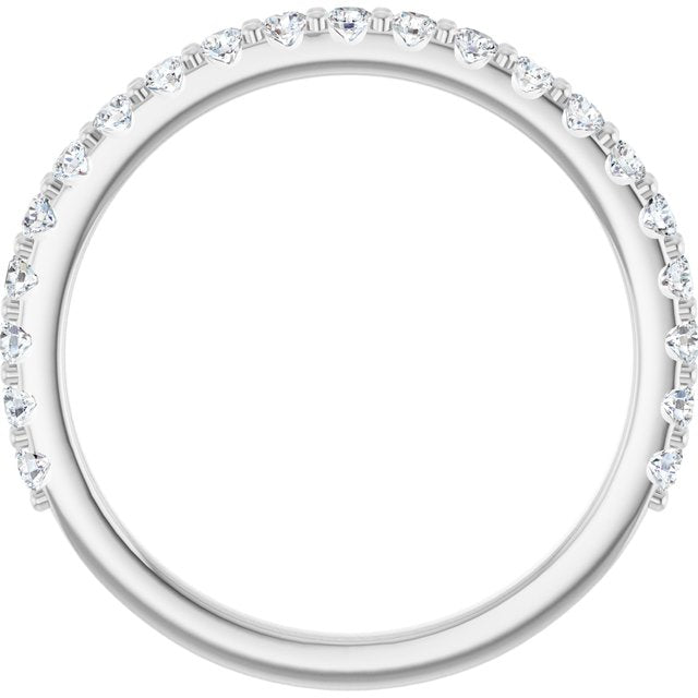 14k White 3/8 Ctw Natural Diamond Band For 6 Mm Cushion Ring