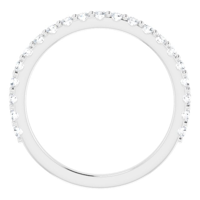 14k White 3/8 Ctw Natural Diamond Band For 6.5mm Round Ring