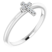 Sterling Silver .03 Ctw Natural Diamond Stackable Cross Ring
