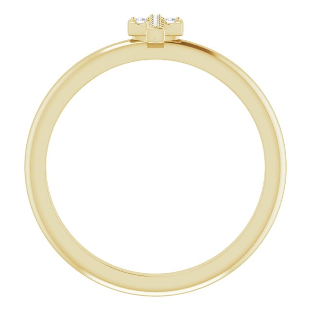 14k Yellow .03 Ctw Natural Diamond Stackable Cross Ring