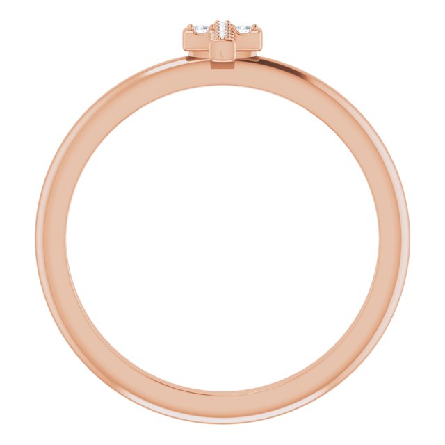 14k Rose .03 Ctw Natural Diamond Stackable Cross Ring