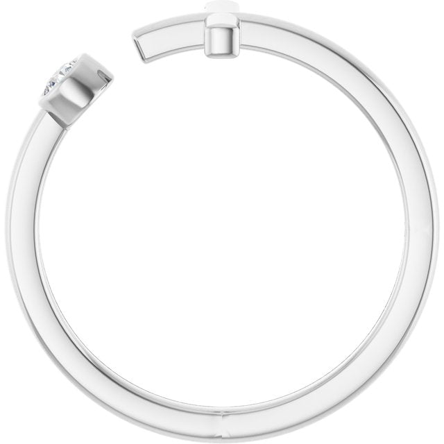14k White .06 Ctw Natural Diamond Negative Space Cross Ring