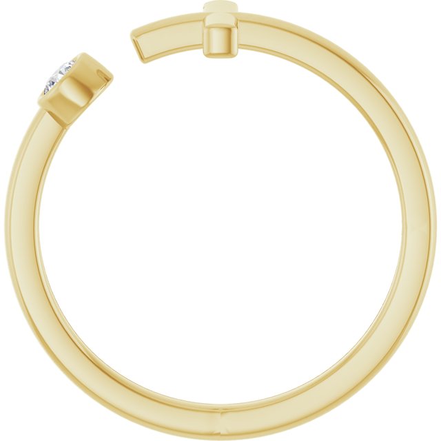14k Yellow .06 Ctw Natural Diamond Negative Space Cross Ring