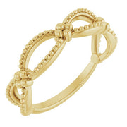 14k Yellow Beaded Stackable Ring
