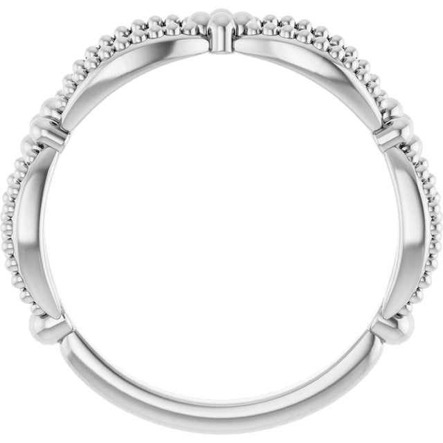 14k White Beaded Stackable Ring