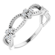 14k White .06 Ctw Natural Diamond Stackable Bead Ring