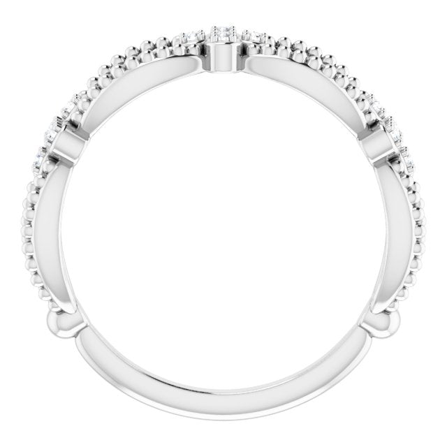 14k White .06 Ctw Natural Diamond Stackable Bead Ring