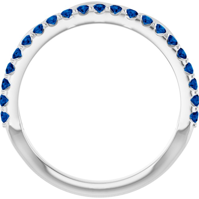 14k White Natural Blue Sapphire Infinity-inspired Stackable Ring