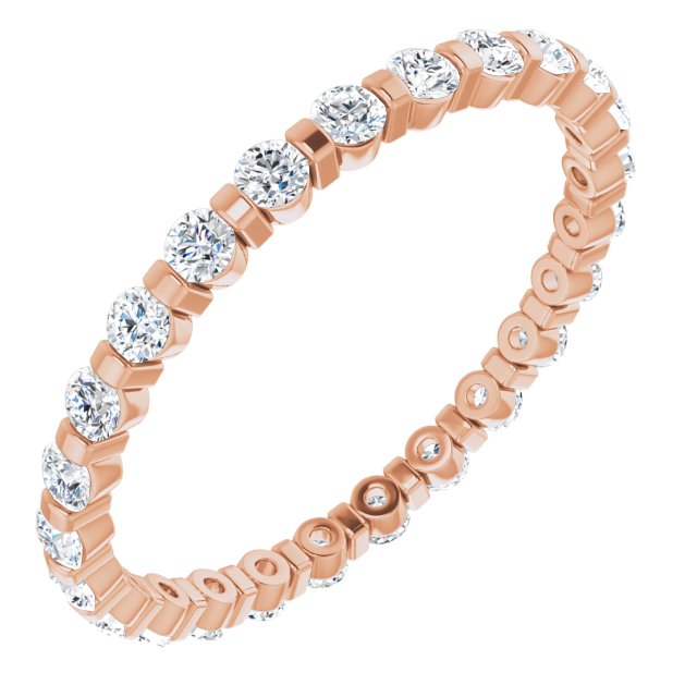 14k Rose 3/4 Ctw Natural Diamond Eternity Band Size 7
