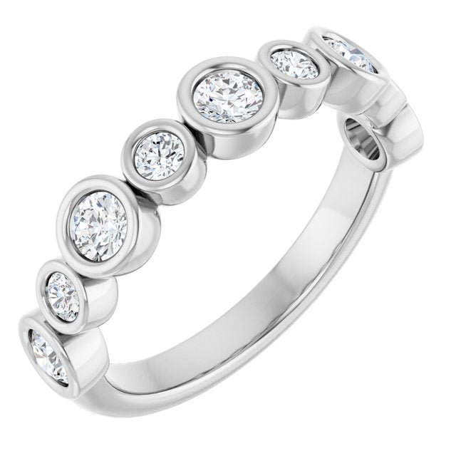 14k White 3/4 Ctw Natural Diamond Anniversary Band