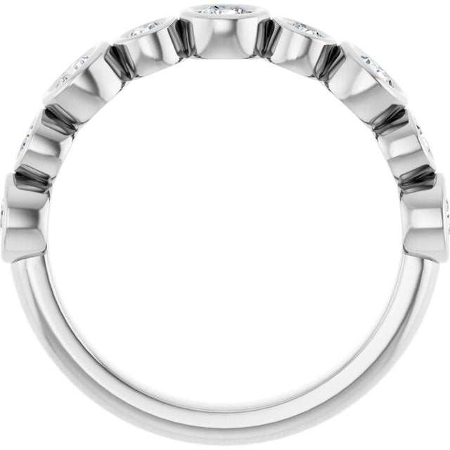 14k White 3/4 Ctw Natural Diamond Anniversary Band