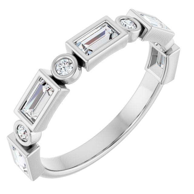 14k White 3/4 Ctw Natural Diamond Anniversary Band