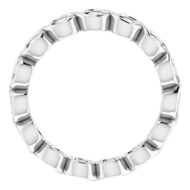 14k White 7/8 Ctw Natural Diamond Eternity Band Size 7