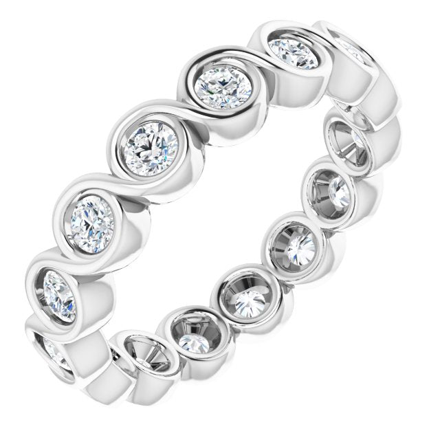 14k White 7/8 Ctw Natural Diamond Eternity Band Size 7
