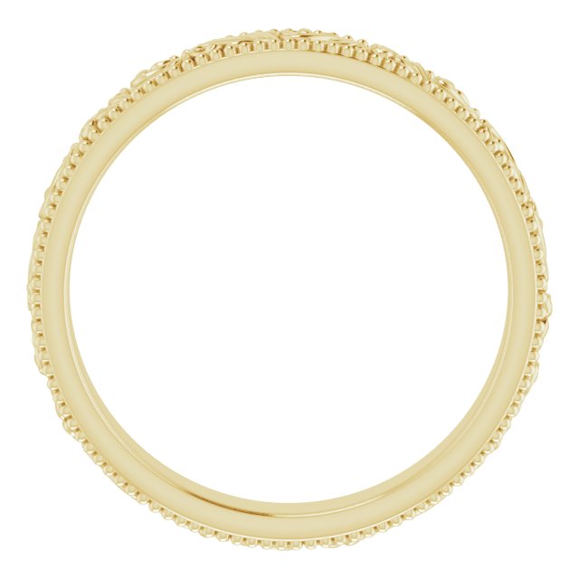 18k Yellow 3.2 Mm Floral-inspired Band Size 4.5