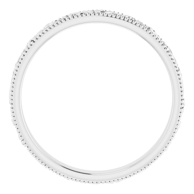 18K White 3.2 mm Floral-Inspired Band Size 8