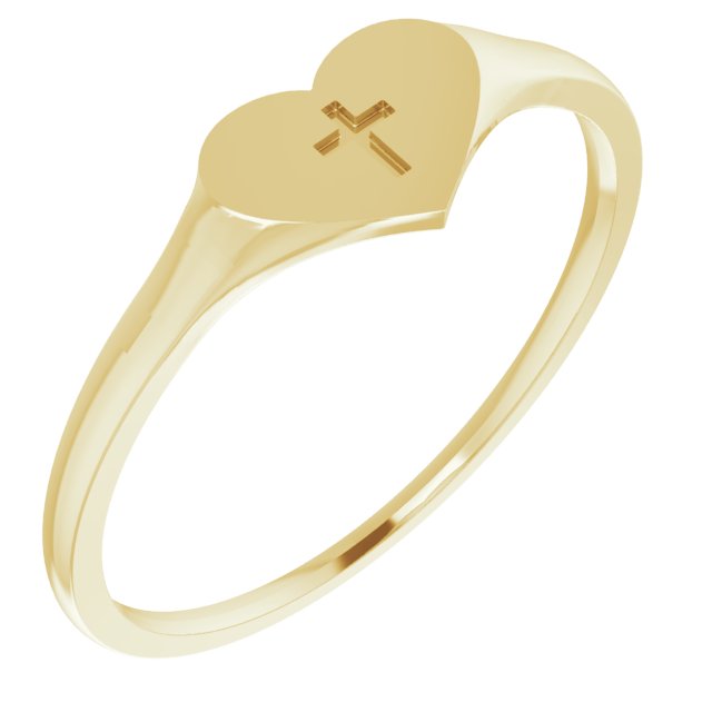14k Yellow Heart & Cross Ring Size 3