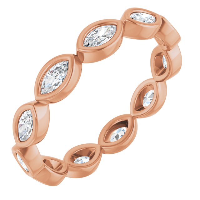 14k Rose 3/4 Ctw Natural Diamond Eternity Band Size 7