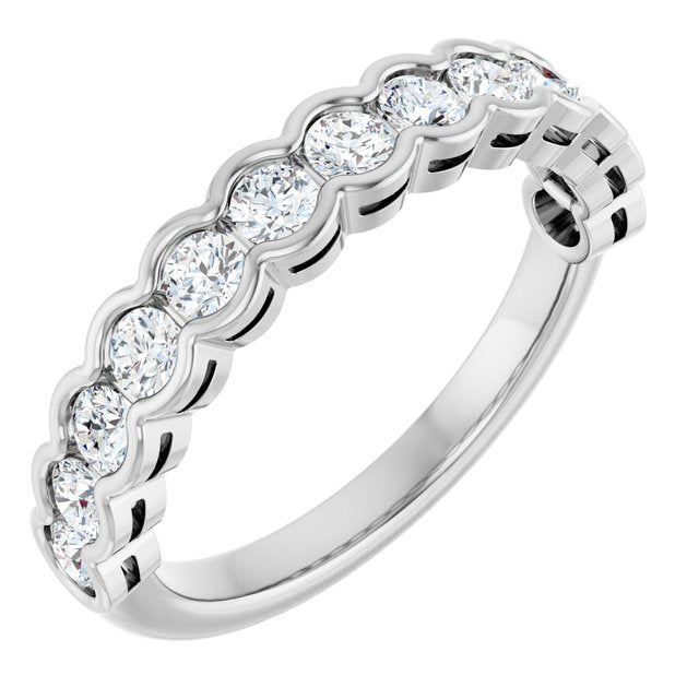 14k White 3/4 Ctw Natural Diamond Anniversary Band