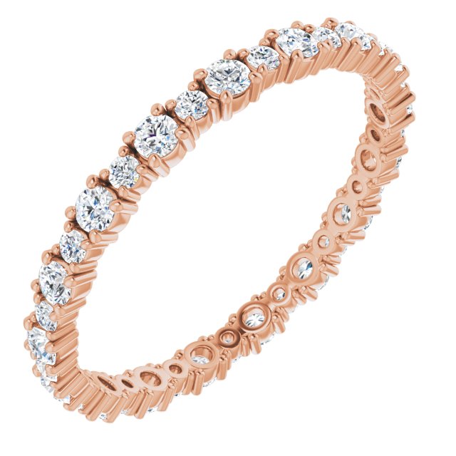 14K Rose 3/4 CTW Natural Diamond Eternity Band Size 7