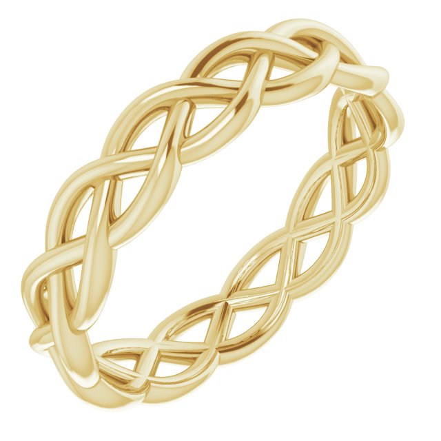14k Yellow 4.3 Mm Woven-design Band Size 9