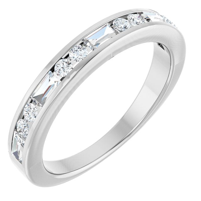 14k White 1/2 Ctw Natural Diamond Anniversary Band