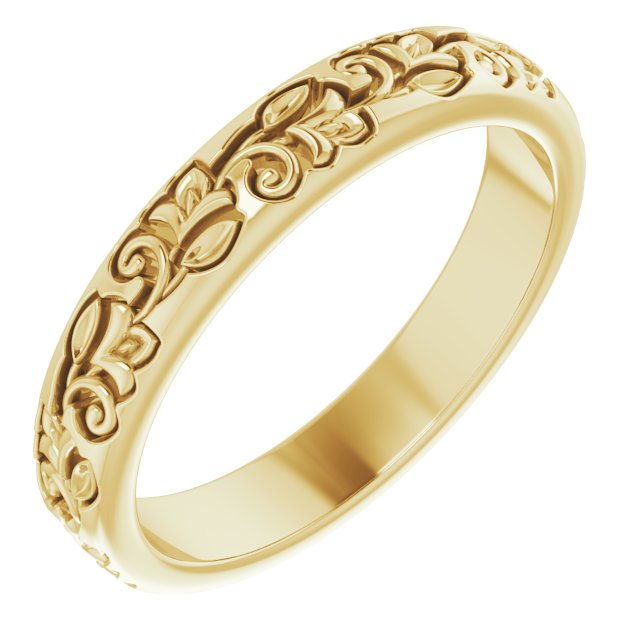 14k Yellow 3 Mm Floral Band Size 6.5