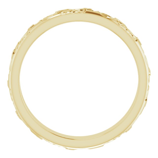 14k Yellow 3 Mm Floral Band Size 6.5