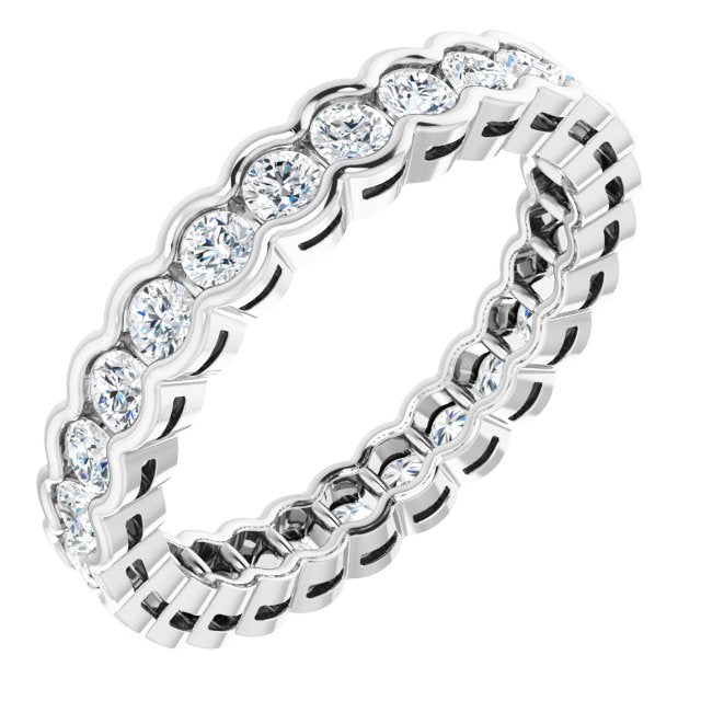 14k White 7/8 Ctw Natural Diamond Eternity Band Size 7