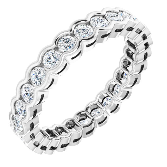 14k White 7/8 Ctw Natural Diamond Eternity Band Size 7
