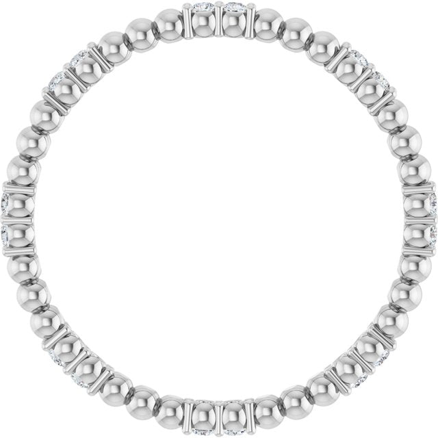 14K White 1/8 CTW Natural Diamond Beaded Eternity Band Size 7