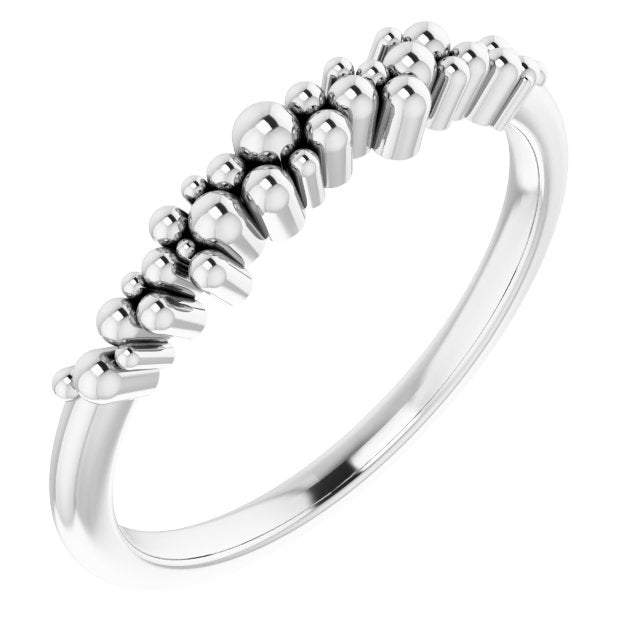 14k White Stackable Bead Ring