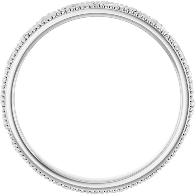 Sterling Silver 3.2 mm Floral-Inspired Band Size 7