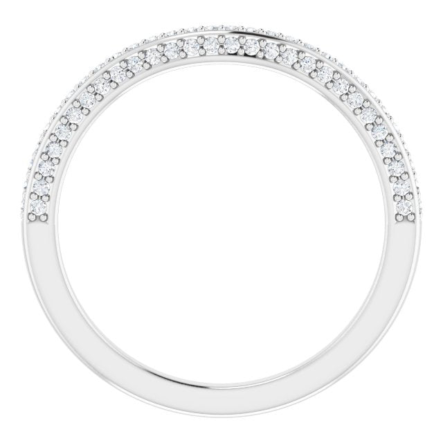 14k White 1/6 Ctw Natural Diamond Band For 6.5 Mm Round Ring