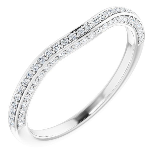 14k White 1/6 Ctw Natural Diamond Band For 6.5 Mm Round Ring