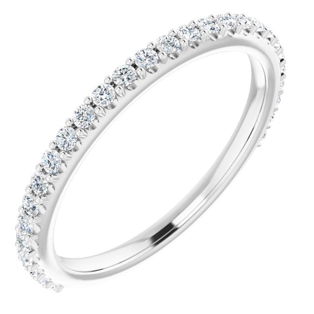 14k White 1/4 Ctw Natural Diamond Band For 6.5 Mm Round Ring