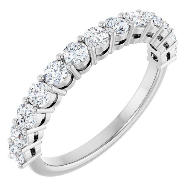14k White 3/4 Ctw Lab-grown Diamond Anniversary Band