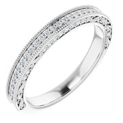14k White 1/4 Ctw Natural Diamond Band For 6.5 Mm Round Ring
