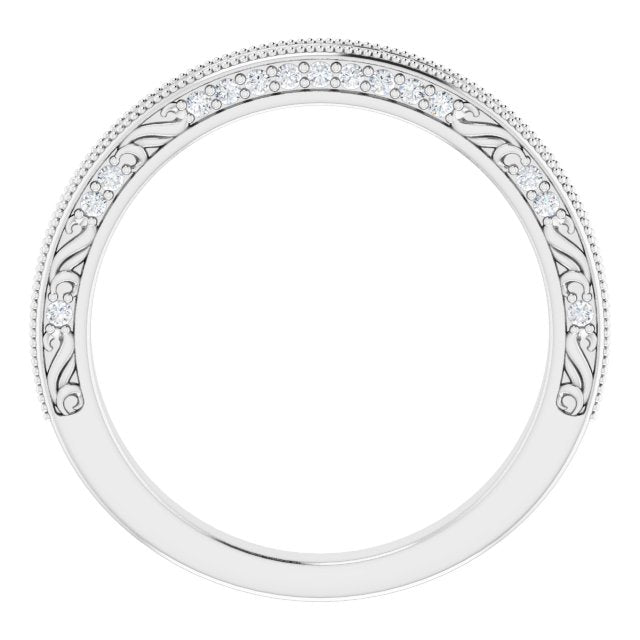 14k White 1/4 Ctw Natural Diamond Band For 6.5 Mm Round Ring