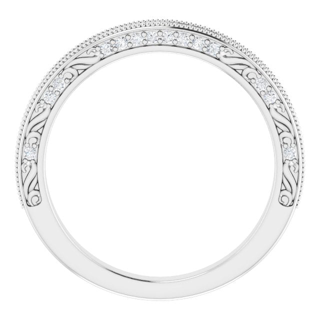 14k White 1/5 Ctw Natural Diamond Band For 7x5 Mm Oval Ring