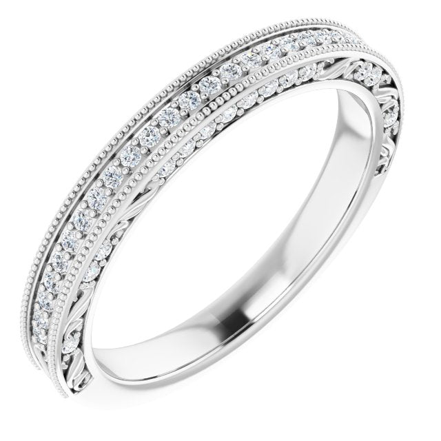 14k White 1/5 Ctw Natural Diamond Band For 7x5 Mm Oval Ring